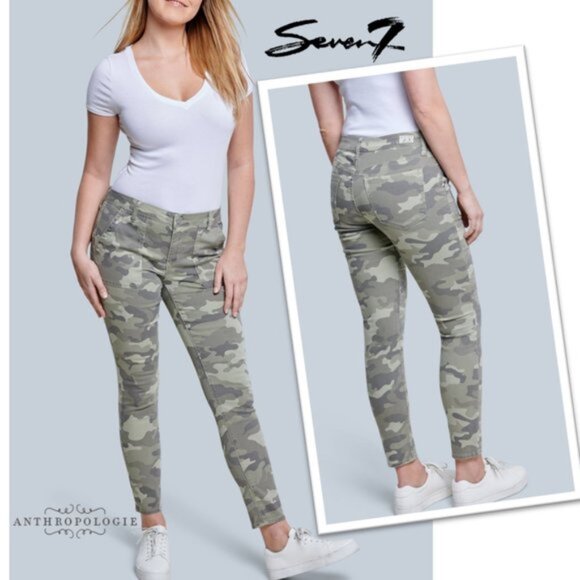 Seven7 CAMO Utility Ankle Skinny Pants Women 4 Green Cotton/Spandex - Picture 3 of 15